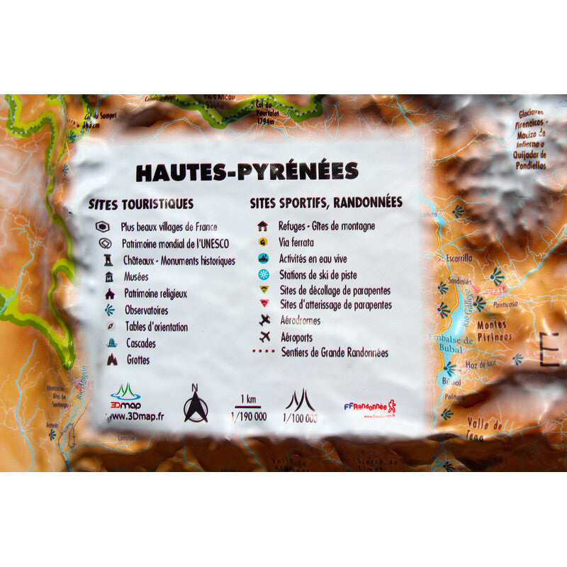 Carte régionale Hautes-Pyrénées (61cm x 41cm)