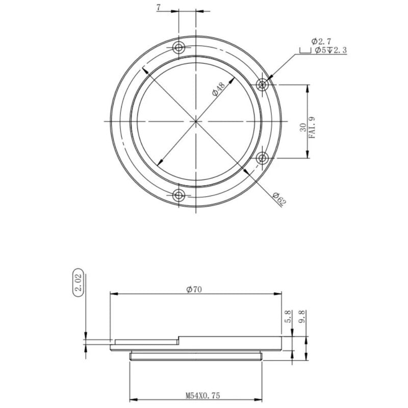 Adapter Adaptateur M54 pour tiroir de filtres