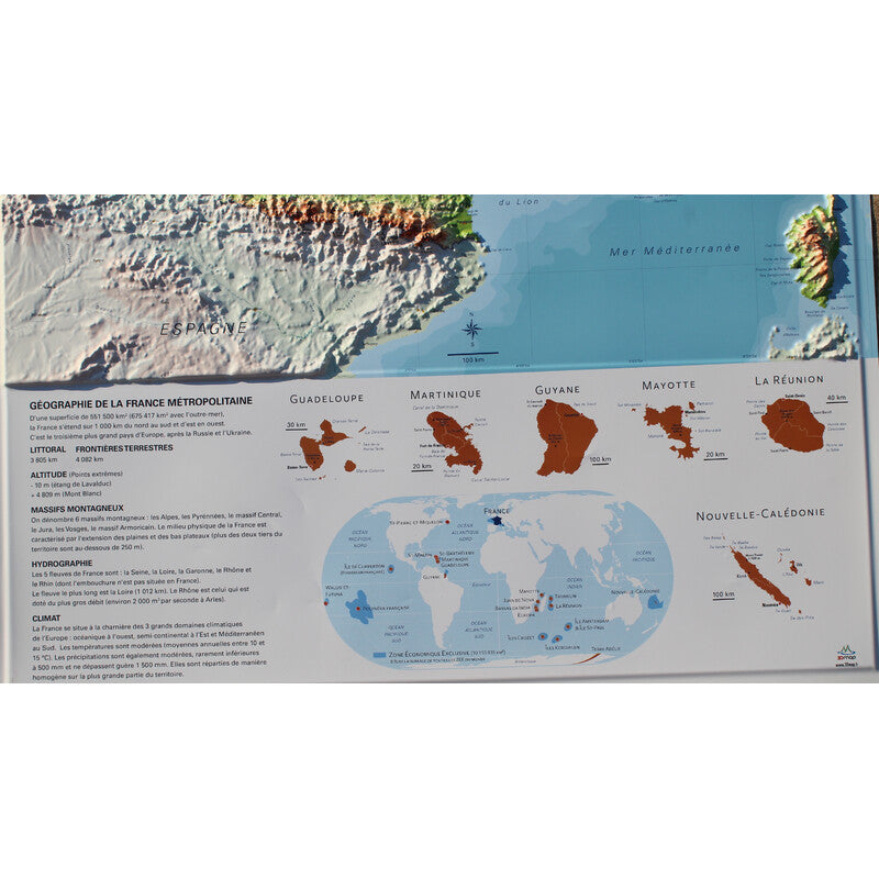 Carte géographique La France Physique 3Dmap