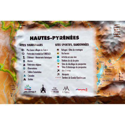 Carte régionale Hautes-Pyrénées (61cm x 41cm)