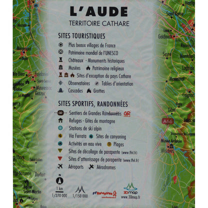 Carte régionale L'Aude (61 x 41 cm)