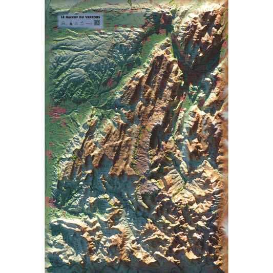 Carte régionale Le massif du Vercors (61 cm x 41 cm)