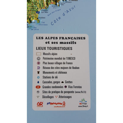 Carte régionale Les Alpes Françaises et ses massifs alpins