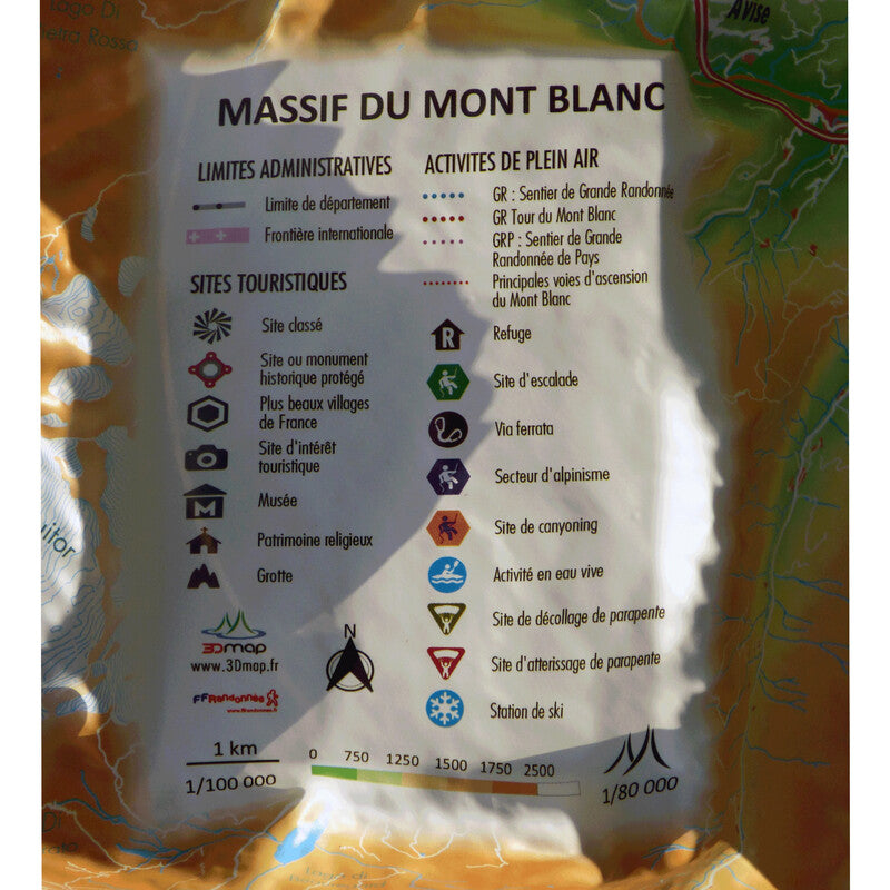 Carte régionale Massif du Mont Blanc (41 cm x 61 cm)