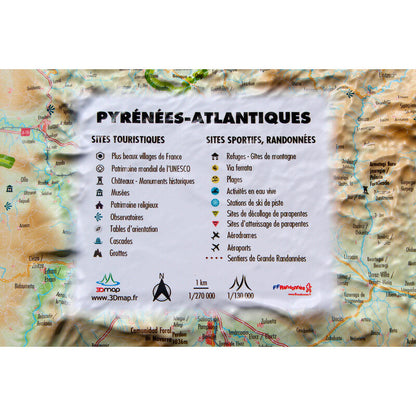 Carte régionale Pyrénées-Atlantiques (61cm x 41cm)